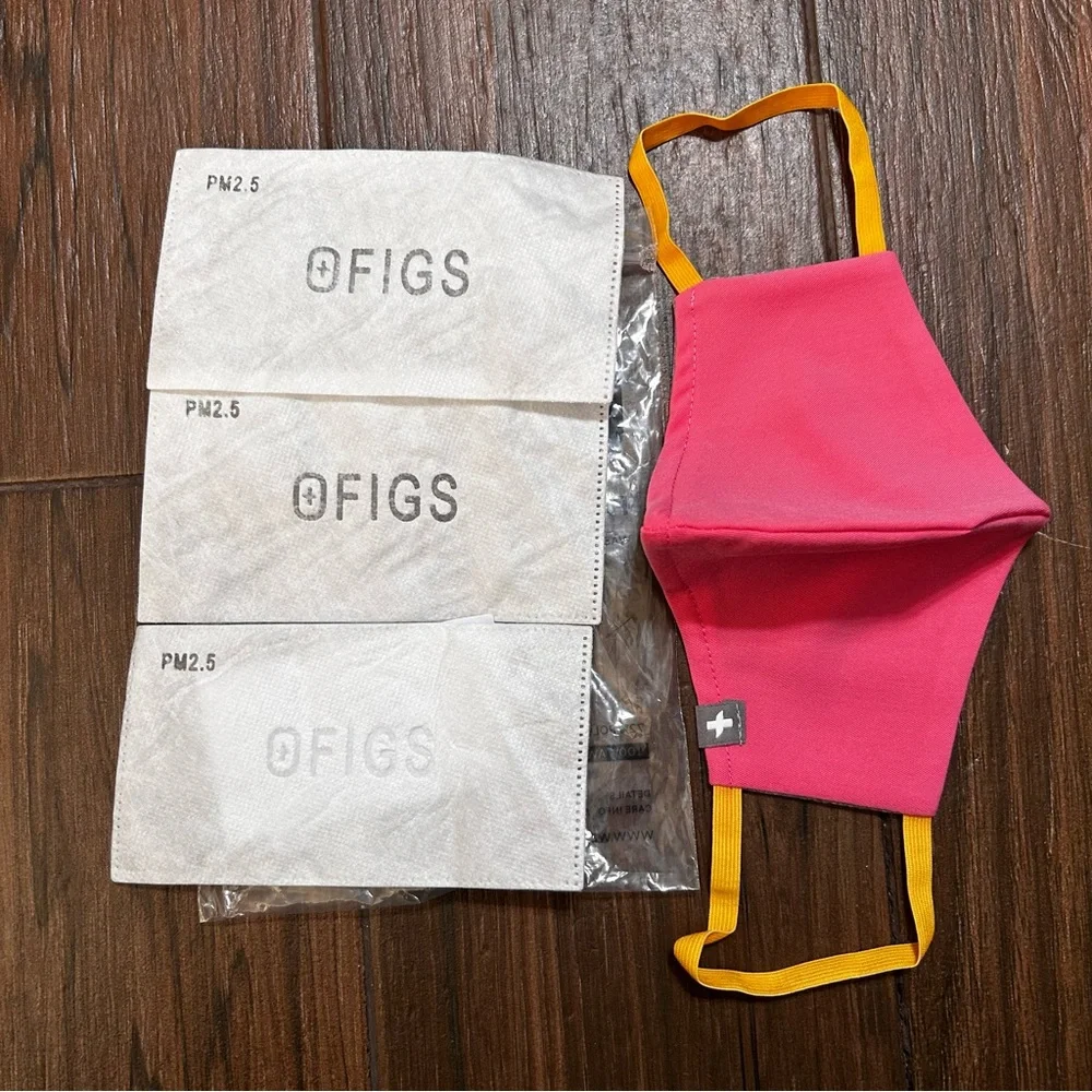 FIGS 2 Pack FIONx Core Protective Face Mask Pink Orange Strap M/L Washable